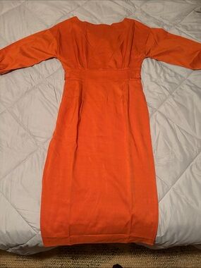 A Classy Chic Boutique Vibrant Orange Midi Dress